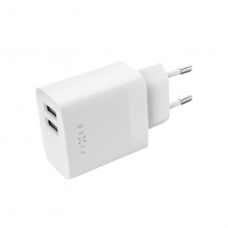 FIXED Dual USB Travel Charger 17W + USB/USB-C Cable White