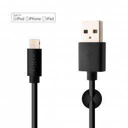 FIXED Long data and charging cable with USB/Lightning connectors, 2 meters, MFI certified, 20W, black