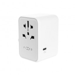 FIXED travel adapter for EU, UK and USA/AUS, with 3xUSB-C and 2xUSB output, GaN, PD 65W, white