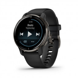 Garmin Venu 2 Plus Slate Stainless Steel Bezel With Black Case And Silicone Band