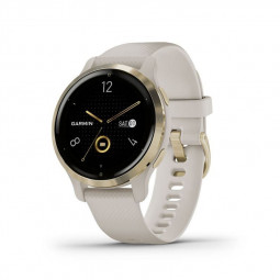 Garmin Venu 2S Light Gold Stainless Steel Bezel with Light Sand Case and Silicone Band