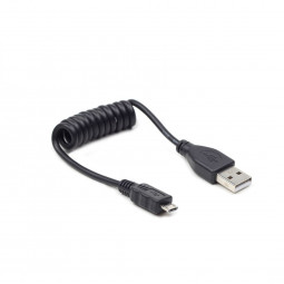 Gembird CC-MUSB2C-AMBM-0.6M coiled microUSB cable 0,6m Black