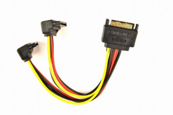 Gembird CC-SATAM2F-02 cable power SATA 15 pin -> 2x SATA HDD angled connectors 0,15m