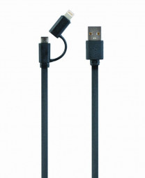 Gembird CC-USB2-AMLM2-1M USB Lightning charging combo cable 1m Black