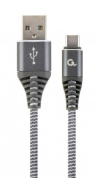 Gembird CC-USB2B-AMCM-1M-WB2 Premium cotton braided Type-C USB charging and data cable 1m Space grey/White