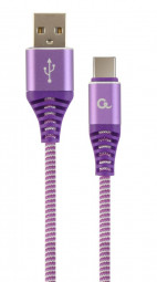 Gembird CC-USB2B-AMCM-2M-PW Premium cotton braided Type-C USB charging and data cable 2m Purple/White