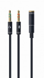 Gembird CCA-418M 3.5 mm 4-pin socket to 2 x 3.5 mm stereo plug adapter cable 0,2 m Black