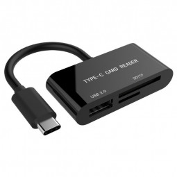 Gembird Compact USB Type-C SDXC combo Card Reader Black