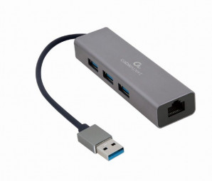 Gembird USB AM Gigabit Network Adapter With 3-port USB 3.0 Hub Grey