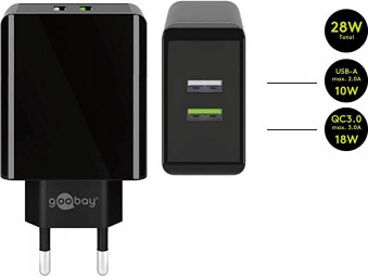 Goobay Dual USB Hálózati Quick Charge Black