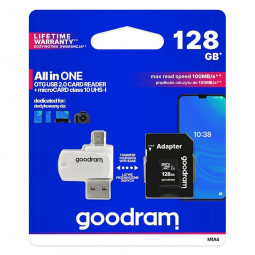 Good Ram 128GB microSDXC Class 10 UHS-I + adapterrel + OTG kártyaolvasó