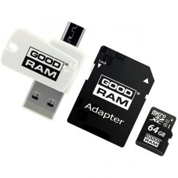 Good Ram 64GB microSDHC Class 10 UHS-I + adapterrel + OTG kártyaolvasó