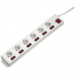 Hama 6+1 6-Way Power Strip XL individually switchable 1,4m White