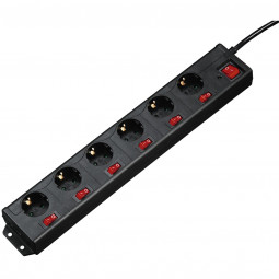 Hama 6+1 Multiple Socket Outlet XL 6 sockets individually switchable 1,4m Black