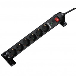 Hama 6-Way Power Strip, turnable, overvoltage protection + switch 1,4m Black
