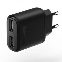 Hama Auto-Detect 2-Socket USB Charger Adapter for Tablets 5 V/2.4A Black
