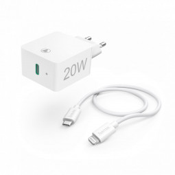 Hama Charger 20W with Lightning->USB Type-C Cable (Apple Quick Charge Kit) White