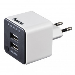 Hama 2xUSB Charger with Countdown Function 2.4A White