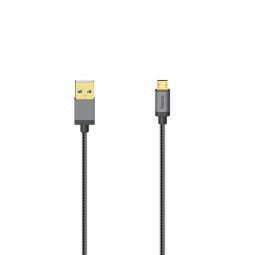 Hama Micro USB kábel, 480MBPS 0,75m Black/Metal