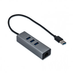 I-TEC USB 3.0 Metal HUB 3 Port+Gigabit Ethernet Adapter Grey