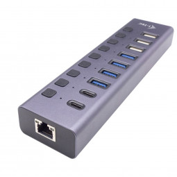 I-TEC USB-A/USB-C Charging HUB 9port with LAN + Power Adapter 60W