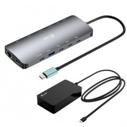 I-TEC USB-C Metal Nano 3x Display Dock, 2x HDMI 1x USB-C video with Power Delivery 140W +  Universal Charger 140W (UK)