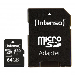 Intenso 64GB MicroSDXC Professional Class 10 U1 V30 + adapterrel