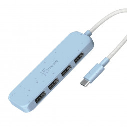 j5create Eco-Friendly USB-C to 4-Port Type-A Gen 2 Hub Cyan