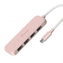 j5create Eco-Friendly USB-C to 4-Port Type-A Gen 2 Hub Misty Rose
