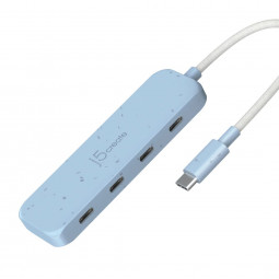 j5create Eco-Friendly USB-C to 4-Port Type-C Gen 2 Hub Fresh Cyan