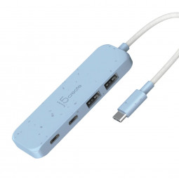 j5create Eco-Friendly USB-C to 4-Port Type-C & Type-A Gen 2 Hub Cyan