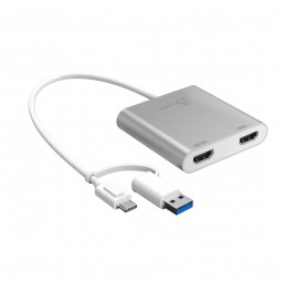j5create JCA365 USB-C to Dual HDMI Multi-Monitor Adapter Silver