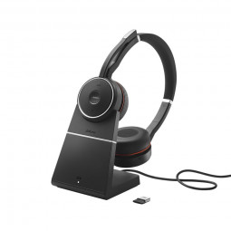 Jabra Evolve 75 SE MS Stereo Headset with Link 380 + Charging Stand Black