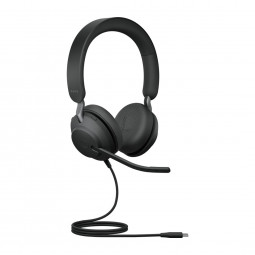 Jabra Evolve2 40 SE USB-C UC Stereo Headset + Ext. Cord Black