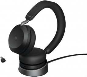 Jabra Evolve2 75 MS Stereo Wireless Headset + Charging Stand Black