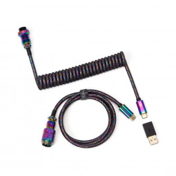 Keychron USB-C Premium Coiled Aviator Cable 0,9m Rainbow Plated Black