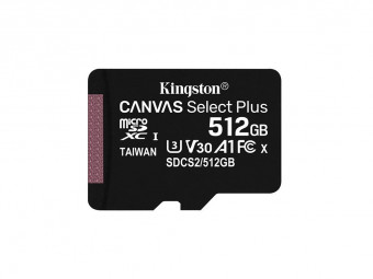 Kingston 512GB microSDXC Canvas Select Plus 100R A1 V30 C10 Card adapter nélkül