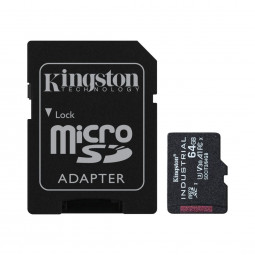 Kingston 64GB microSDHC CL10 U3 V30 A1 Industrial + adapterrel