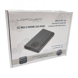 LC Power LC-M2-C-NVME-2X2 M.2 NVMe SSD Enclosure Black