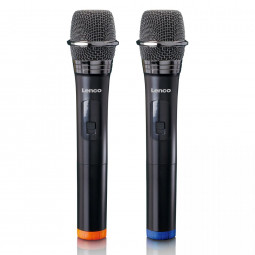 Lenco MCW-020BK Set of 2 wireless microphones with portable battery powered receiver Black