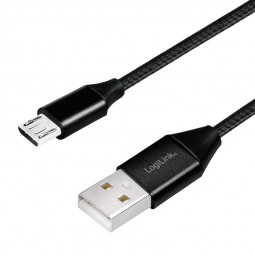 Logilink CU0143 USB 2.0 cable USB-A/M to Micro-USB/M (90°) 0,3m Black