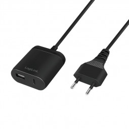 Logilink Dual USB charger with 1,5m fixed cable 12W Black