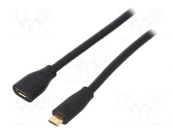 Logilink microUSB to microUSB male/famale cable 2m Black