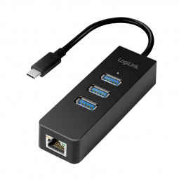 Logilink UA0283 USB3.2 Gen 1 USB-C 3-Port Hub with Gigabit Ethernet Black