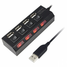 Logilink USB 2.0 Hub 4-port with On/Off switch Black