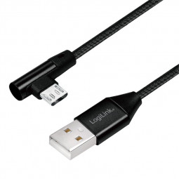 Logilink USB 2.0 cable, USB-A/M to Micro-USB/M (90°) 0,3m Black
