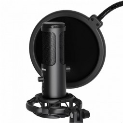 LOGAR 931 Voicer Pro Audio Condenser USB Microphone - Fully Equipped with Desktop Boom Arm & Tripod TF6 Black