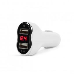 Delight Car Charger + Voltage meter White