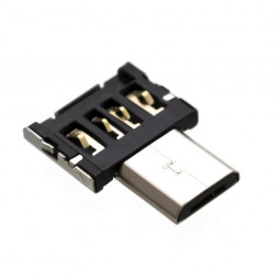 FIXED Miniature microUSB OTG adapter for mobile phones and tablets with case, USB 2.0, black