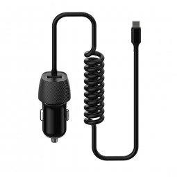 Platinet PLCRSM Car Charger Spiral 3,4A microUSB cable Black